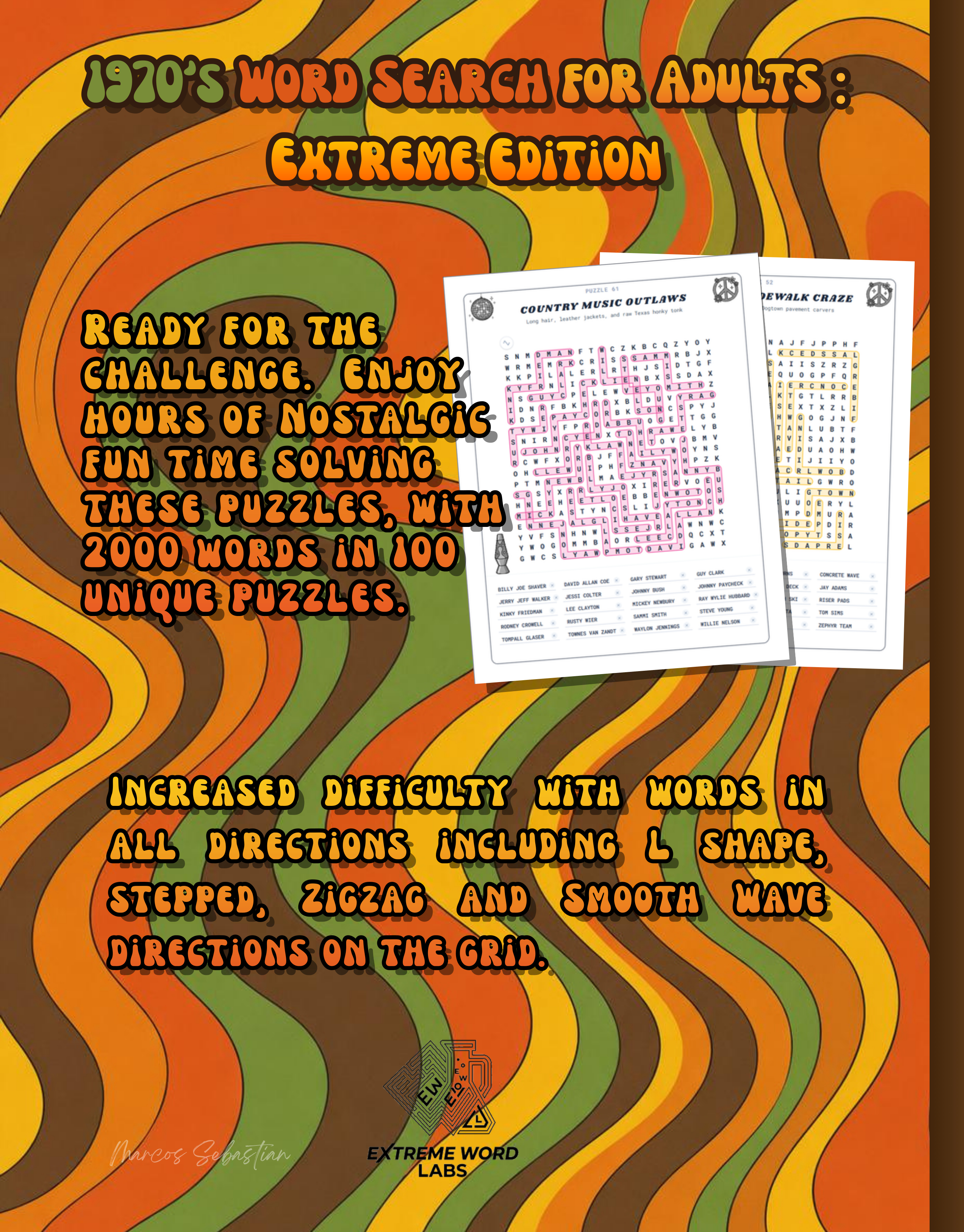 1970s Word Search for Adults Extreme Edition - Back Cover