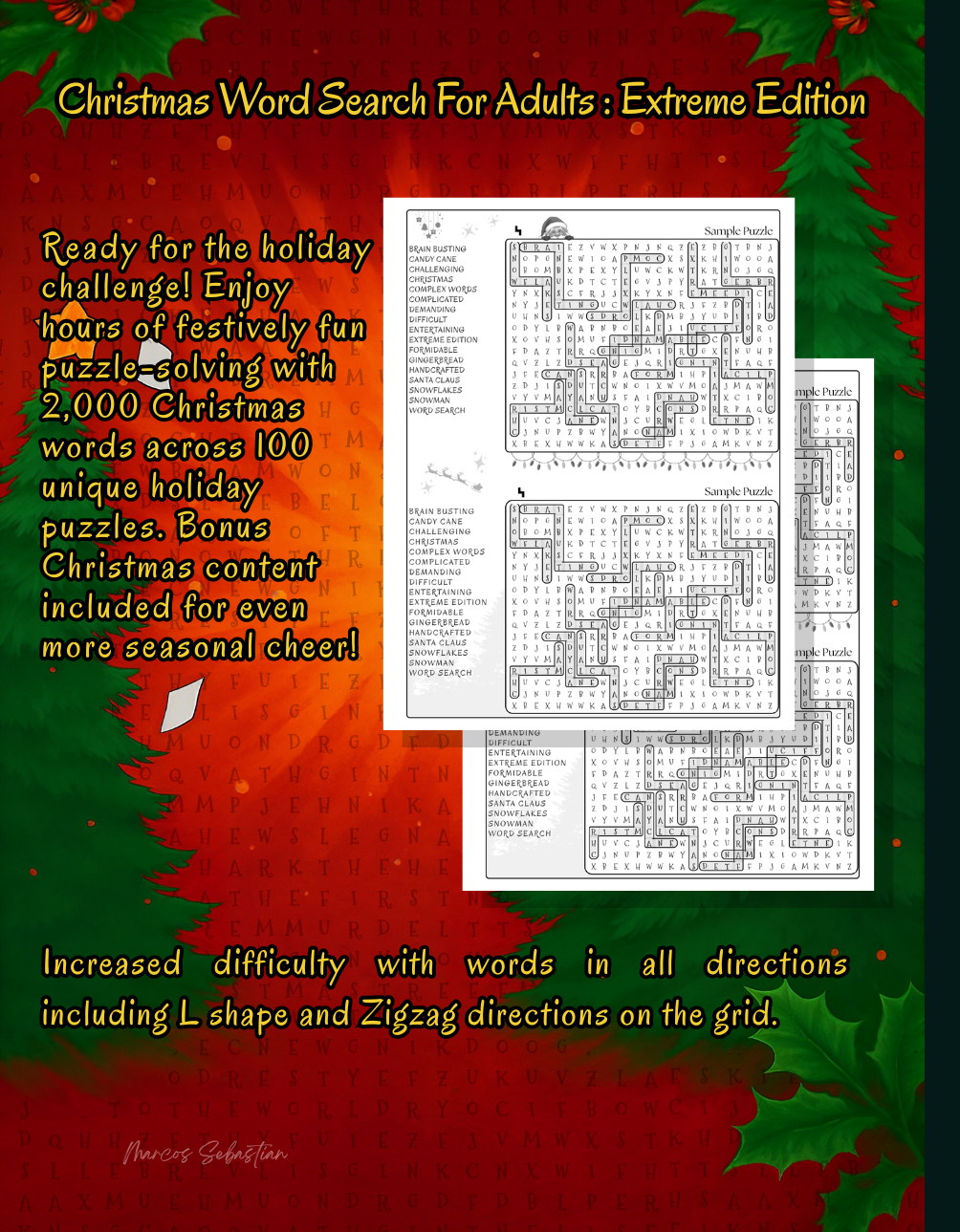 Christmas Word Search for Adults : Extreme Edition - Back Cover