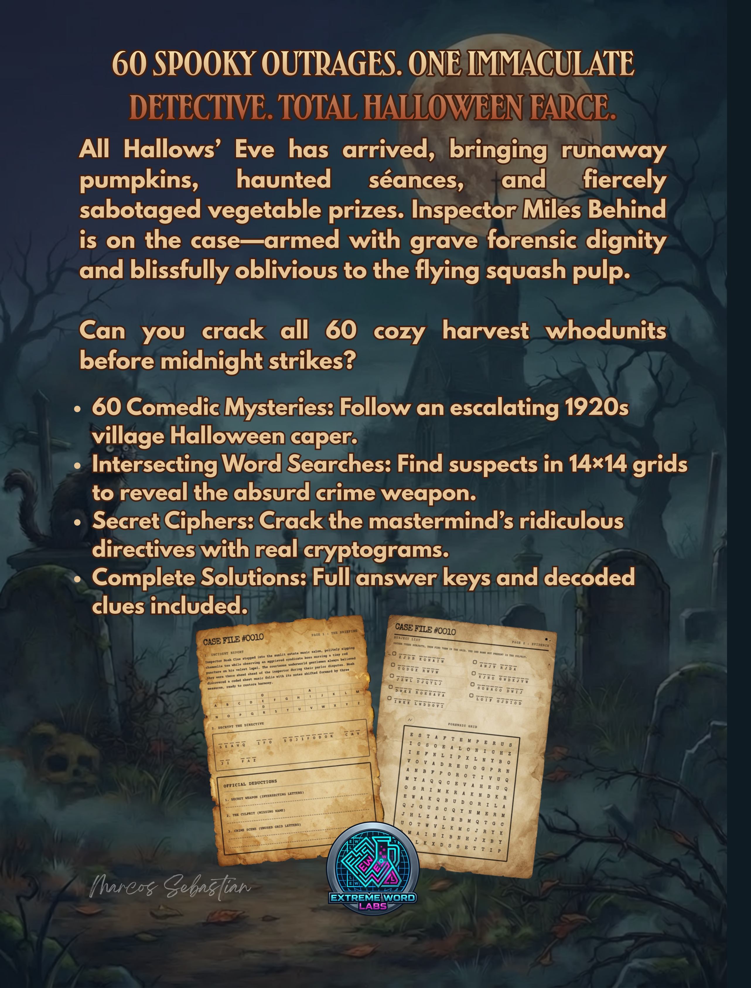 The Pumpkin Patch Perils : A Miles Behind Halloween Mystery Puzzle Book - Back Cover