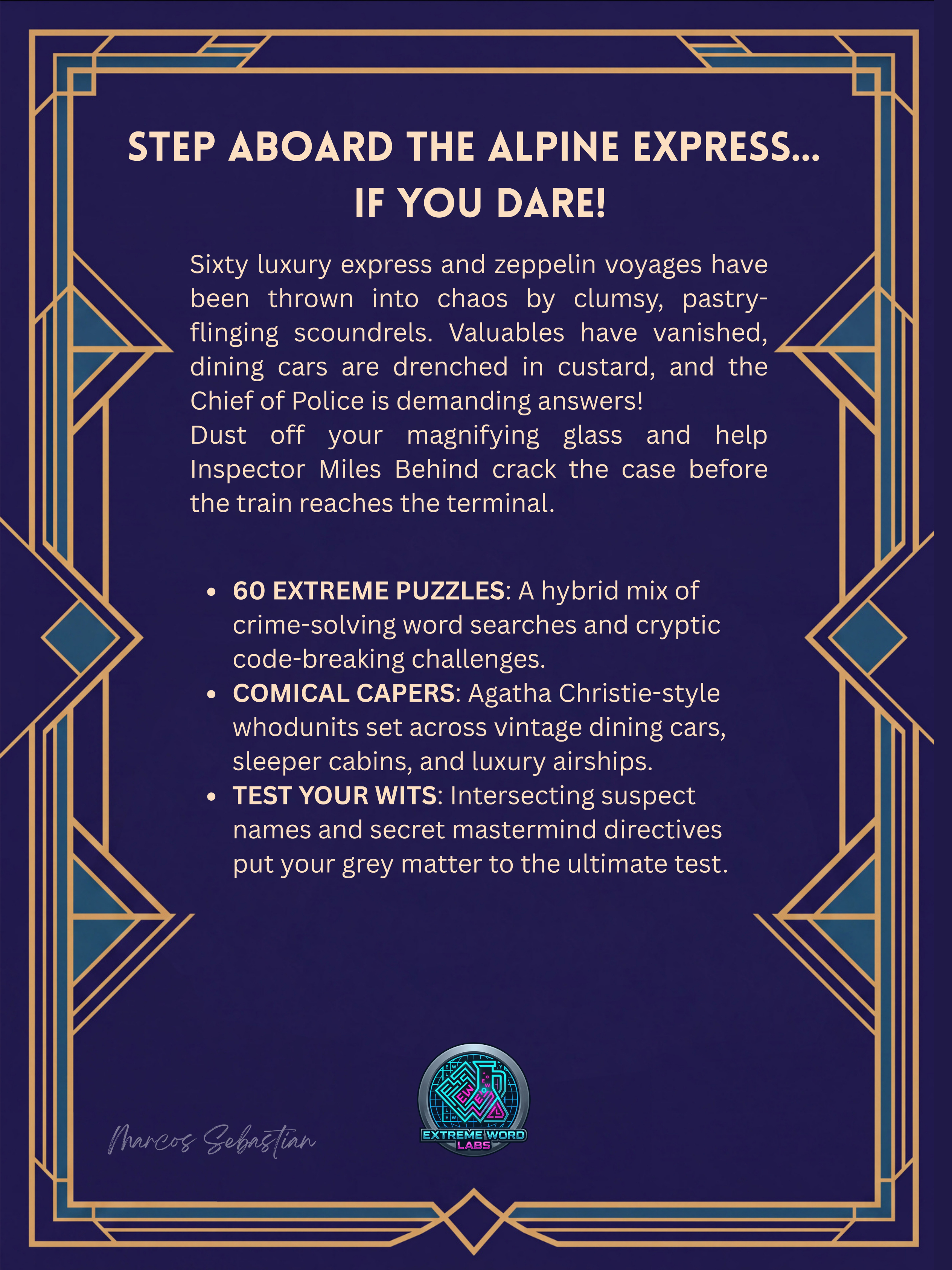 The Alpine Express Mysteries : A Miles Behind Mystery Puzzle Book - Back Cover